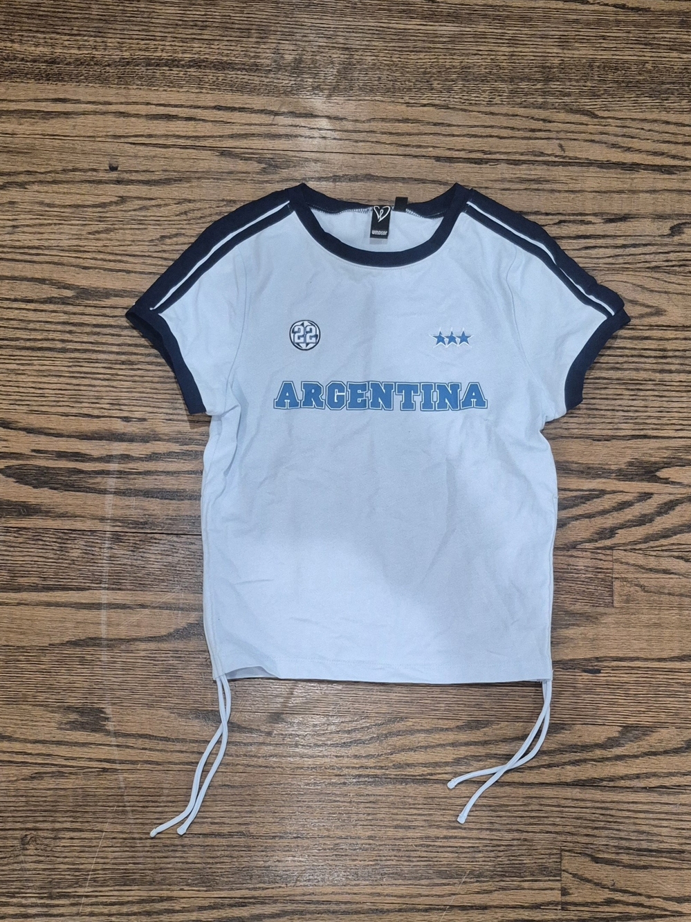 Windsor Argentina Graphic Womem's Tee - Light Blue & Navy Size S
